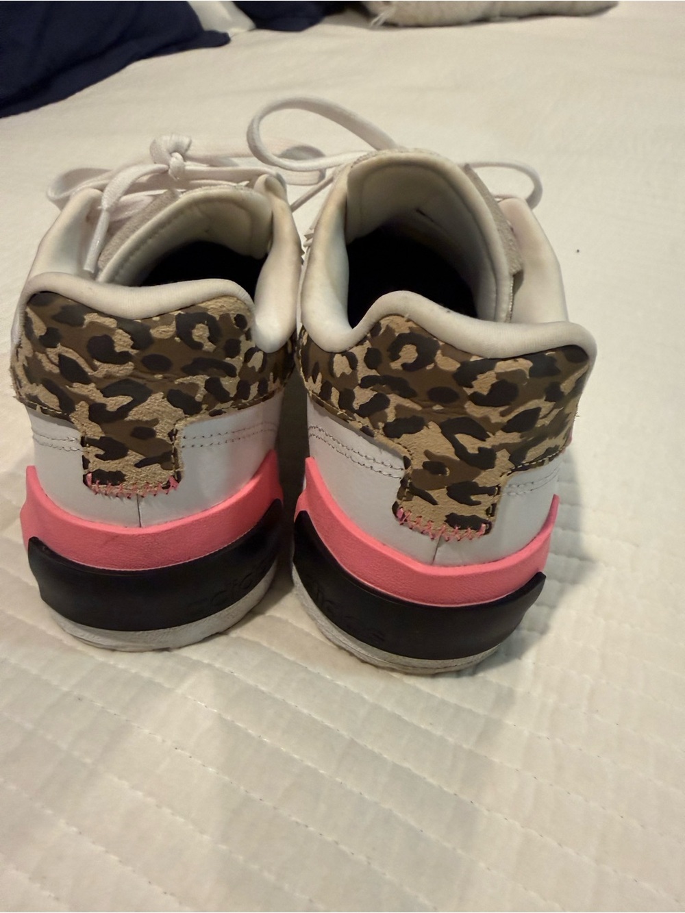 Adidas Cloudfoam Super Womens White Leopard Trim Sneakers